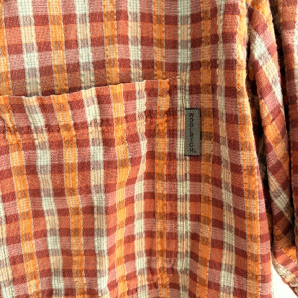 Vintage WOOLRICH Plaid casual button down dress shirt Men XL Orange fabric - Picture 3 of 5